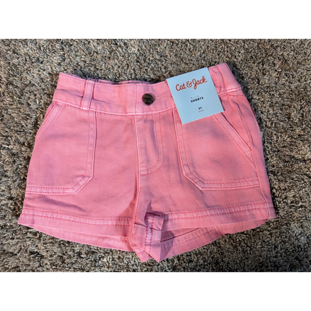 Cat & Jack Toddler Girls Pink Denim Shorts Size 2T NWT